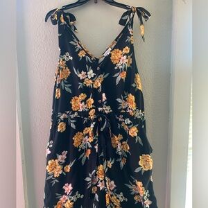 Xhilaration sleeveless, wide leg jumpsuit, black floral print, size XL